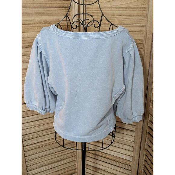 Aerie light blue Crewneck  oversized relaxed fit cotton Cropped sweater XL - Picture 2 of 3